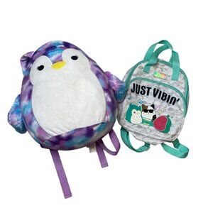 Squishmallow Bundle Tamara Penguin Large Plush and Just Vibin Mini Backpack